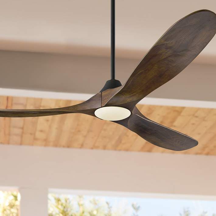 60" Maverick Walnut Wood LED Ceiling Fan with Remote | Lamps Plus