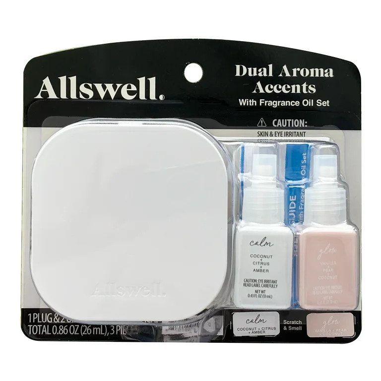 Allswell Dual Plug In Bundle with 2 Oils, Calm & Glow (Coconut + Citrus + Amber & Vanilla + Pear ... | Walmart (US)