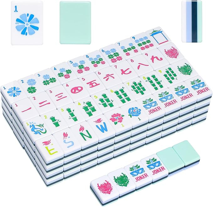 American Mahjong Tile Set with160 Acrylic 4 Layer Engraved Mahjong Tiles, Mahjong Tiles Bag and A... | Amazon (US)