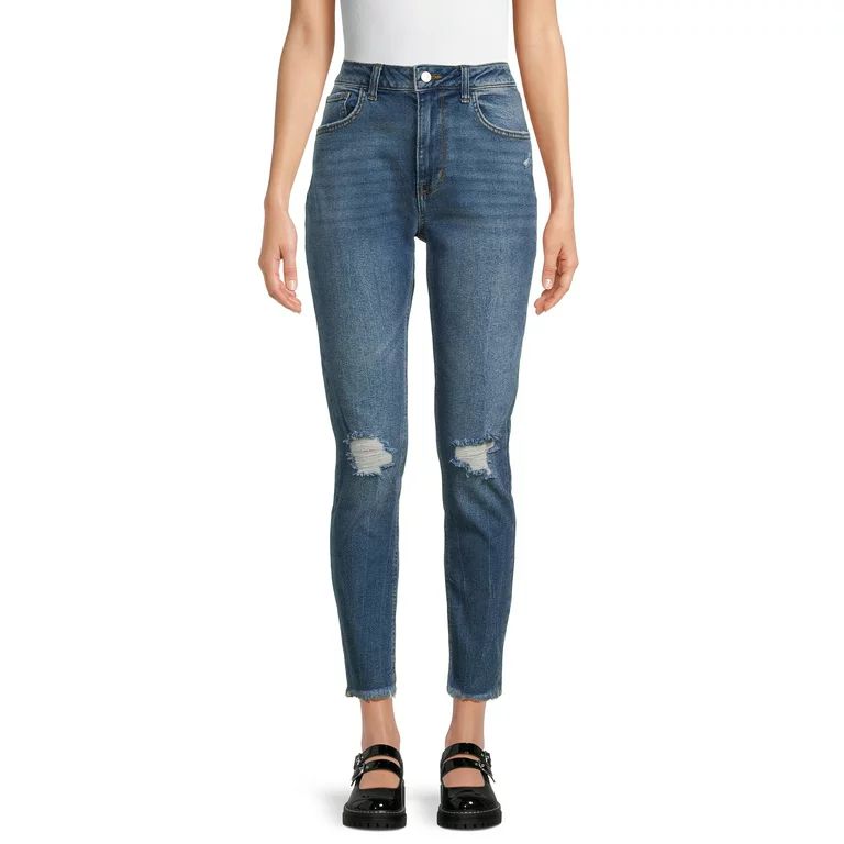 No Boundaries Juniors High Rise Mom Jeans, Sizes 1-21 - Walmart.com | Walmart (US)