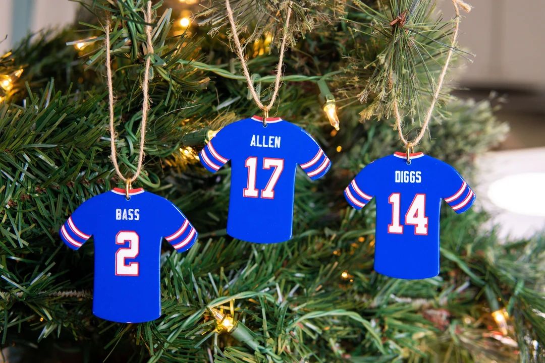Buffalo Jersey Ornaments, Allen, Diggs, Knox Jerseys, Christmas Ornament, Buffalo Bills Christmas | Etsy (US)