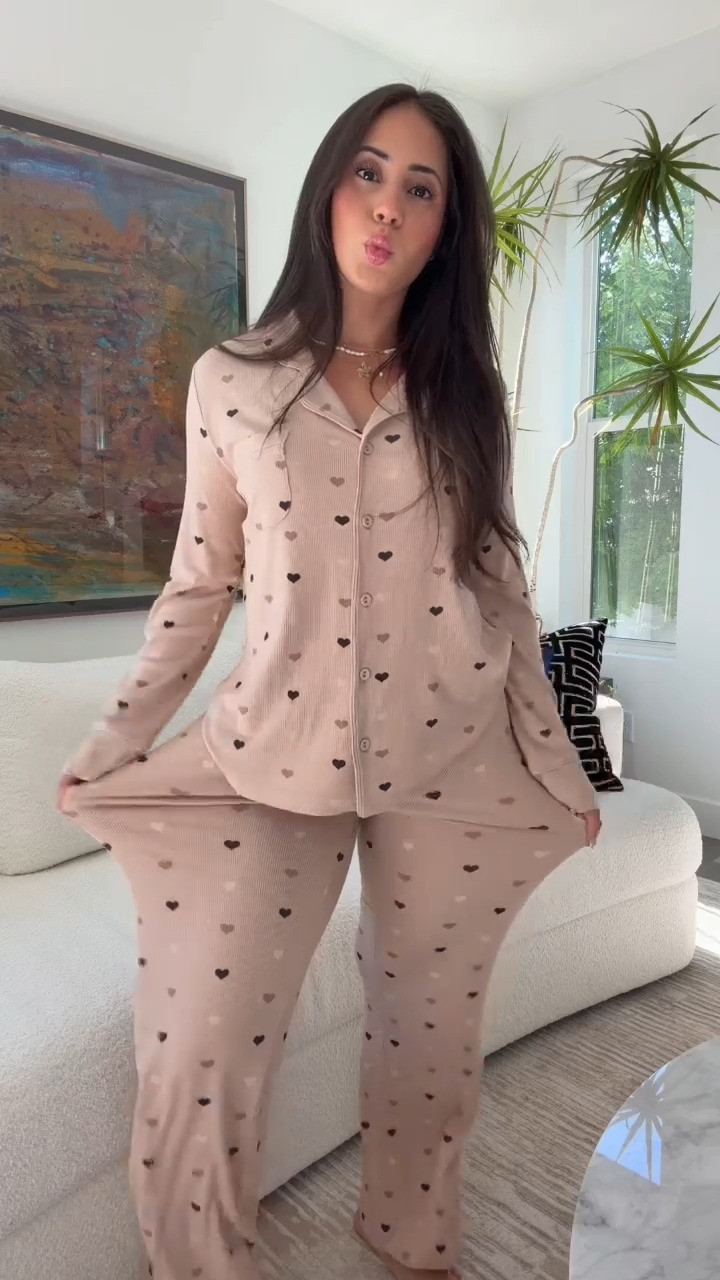 I've been sleeping on Skims soft lounge sets! This heart print is so cute, buttery soft fabric, and the button-down top with wide-leg pants feels so much more elevated than a regular pajama set. 

 #LTKdayinmylife #LTKselfcare #LTKHome