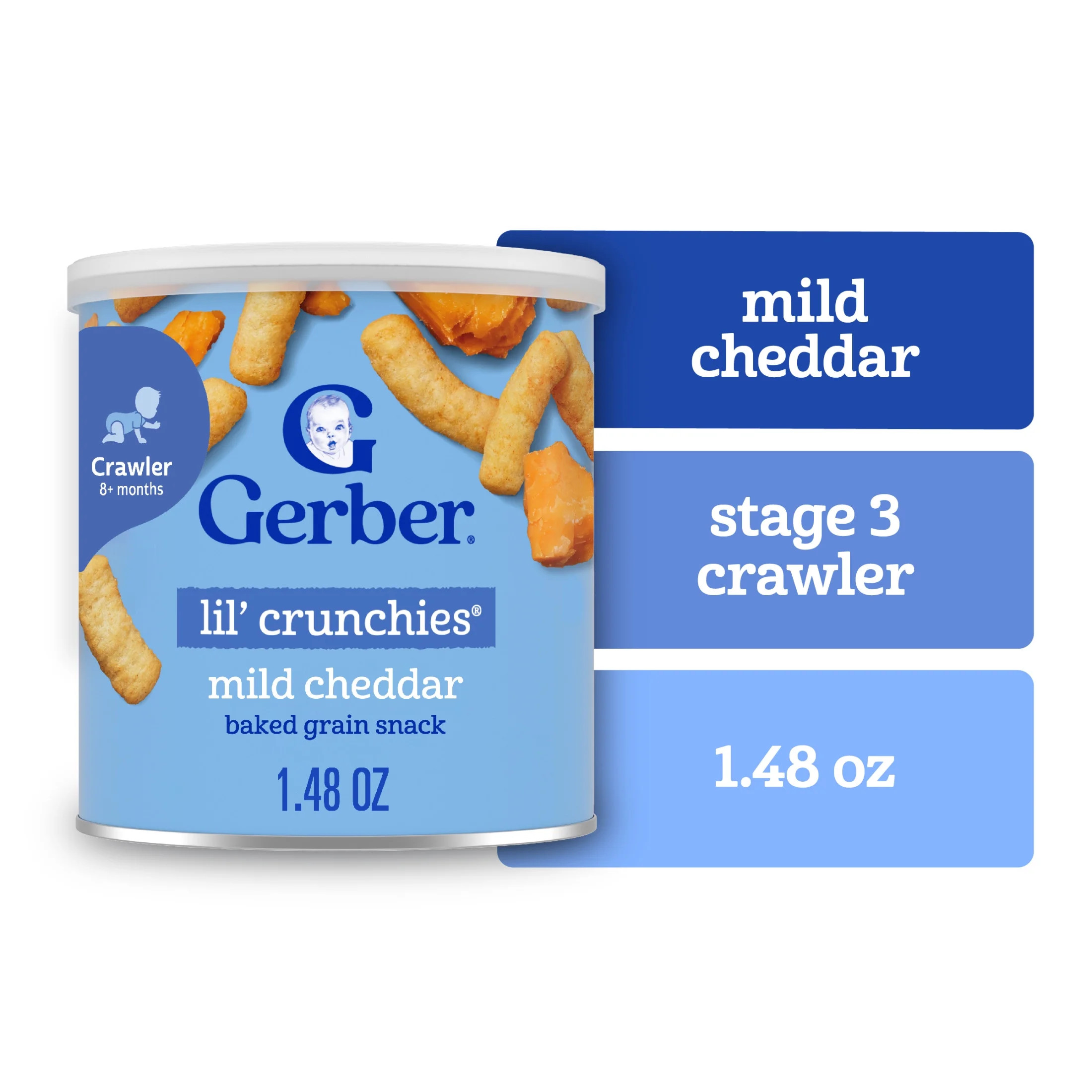 Gerber Stage 3 Baby Food Snacks, Mild Cheddar Lil' Crunchies, Baby Led Feeding 1.48 oz | Walmart (US)