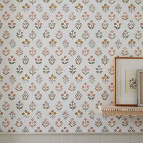 Lily Floral Blockprint Wallpaper | Pottery Barn Teen