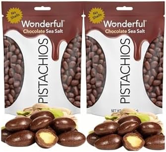 Dark Chocolate Sea Salt Pistachios – Gourmet No Shells Nuts Snack, 8 oz Total Resealable Pack, ... | Amazon (US)