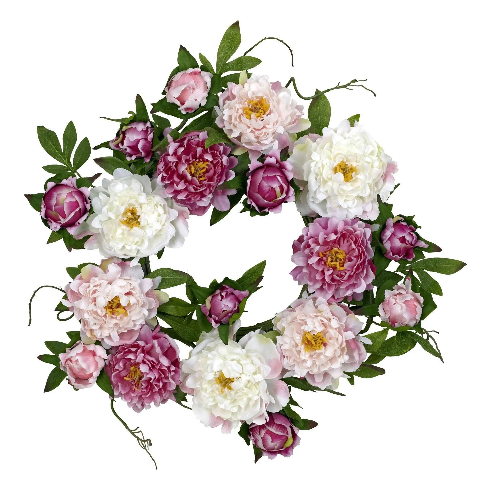 22" Peony Wreath | Nearly Natural" | Nearly Natural