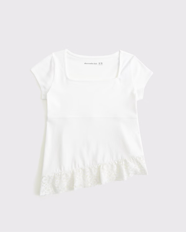 girls lace-trim babydoll tee | girls tops | Abercrombie.com | Abercrombie & Fitch (US)