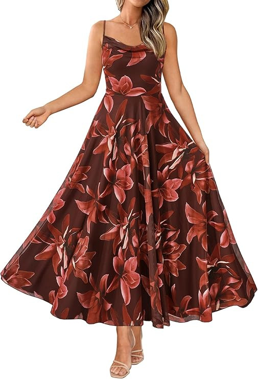 BTFBM Women Summer Floral Maxi Dresses Elegant Spaghetti Strap Dress Printed Party Dress Beach Lo... | Amazon (US)