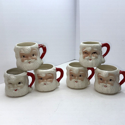 Lot 6 Vintage Ceramic Santa Clause Head Face Mugs JAPAN Christmas Holiday Decor | eBay US