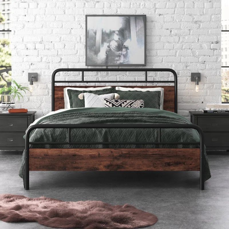 Milligan Solid Wood Bed Frame with Black Slats | Wayfair North America