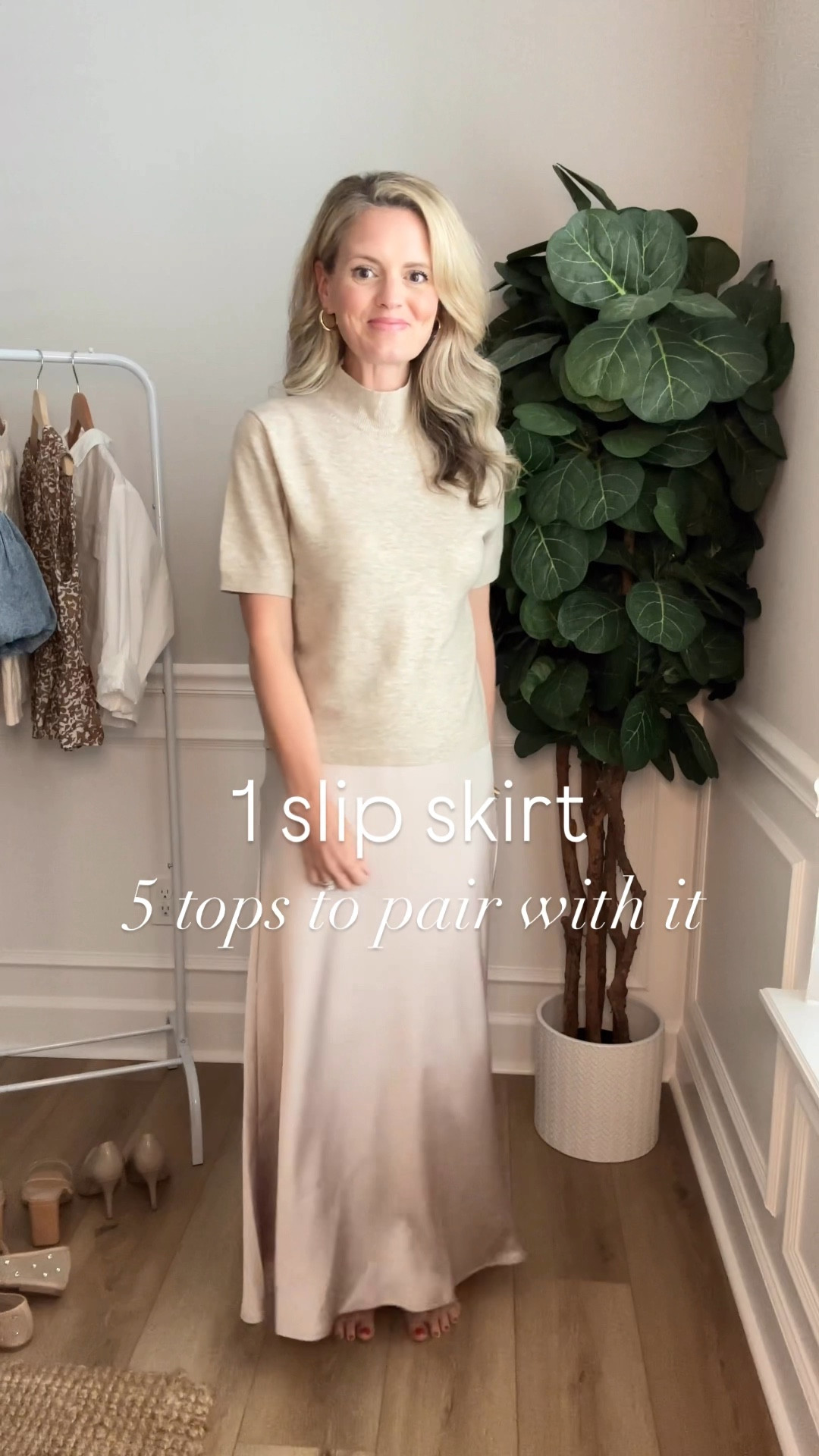 1 slip skirt - 5 tops to pair with it! I’m wearing the size small in the skirt but could have don’t the XS 

#LTKStyleTip #LTKFindsUnder50