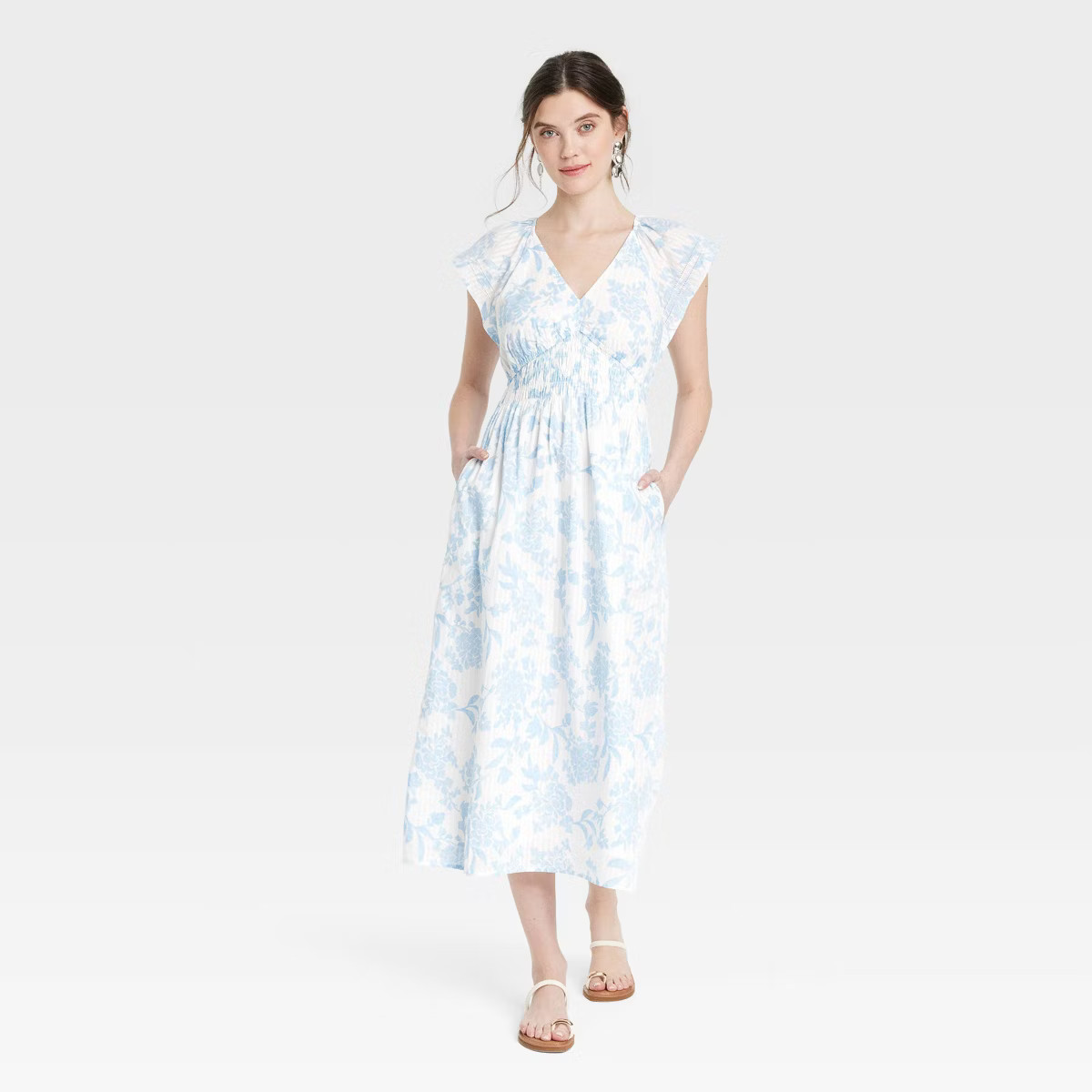 Women's Short Sleeve Smocked Midi A-Line Dress - Universal Thread™ | Target