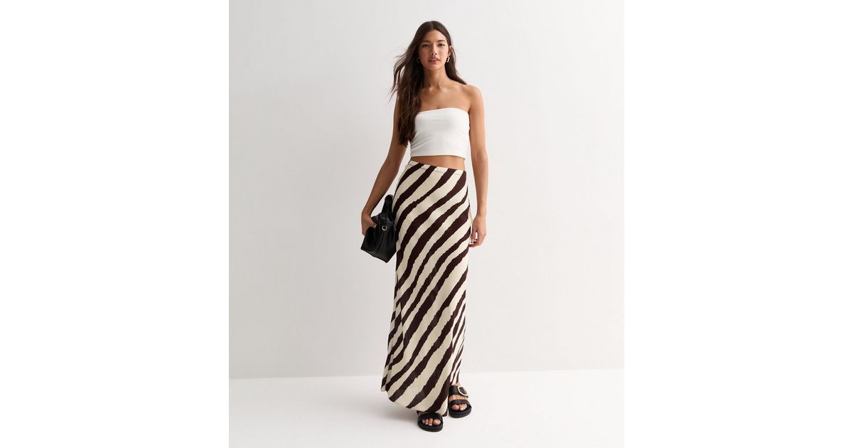 Brown Diagonal Stripe Bias Cut Maxi Skirt
						
						Add to Saved Items
						Remove from Saved... | New Look (UK)