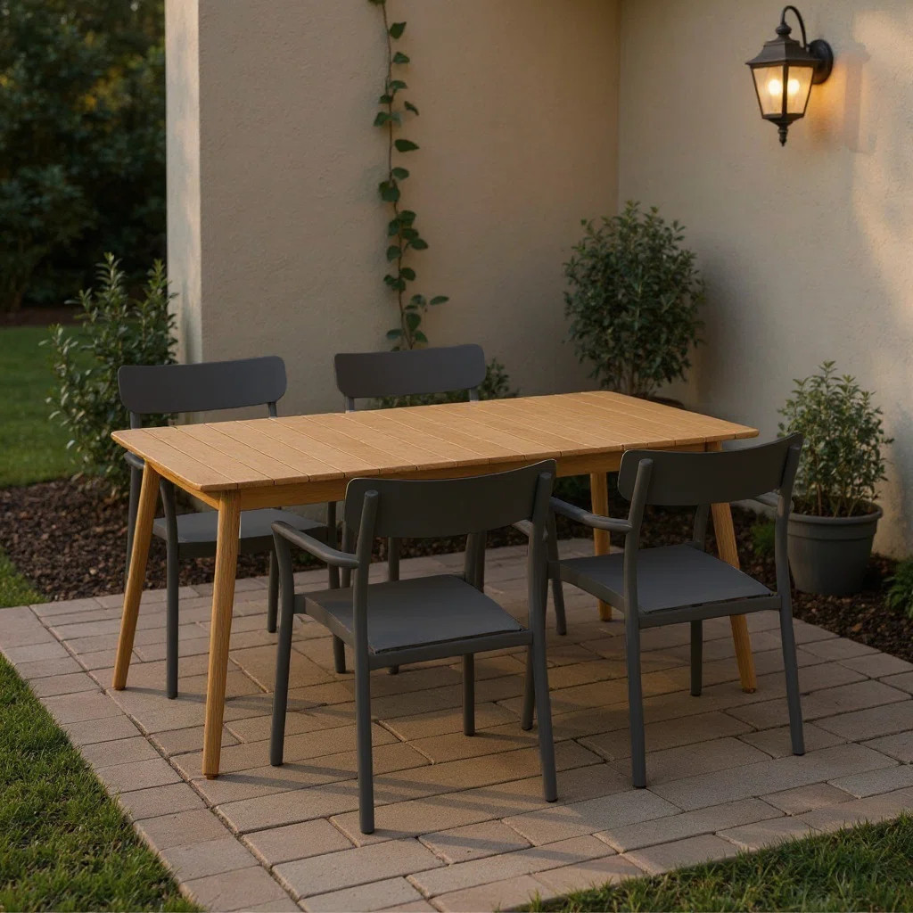 5Pc Outdoor Patio FSC Wood Dining Set | Wayfair North America