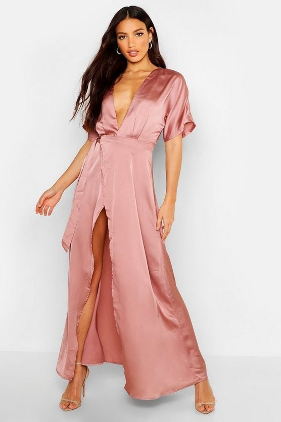 Boutique Satin Kimono Maxi Dress | Boohoo.com (US & CA)