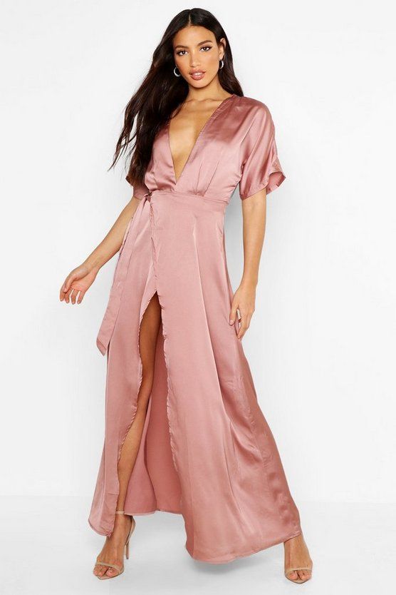 Boutique Satin Kimono Maxi Dress | Boohoo.com (US & CA)