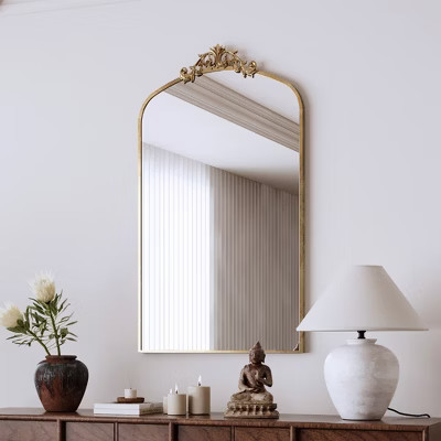 Racxily Wall Mirror, 43x24 Inch Vintage Arched Floor Mirror Metal Framed Mirror Dressing Mirror, for Entryway, Living Room, Bedroom, Antique Bronze | Target