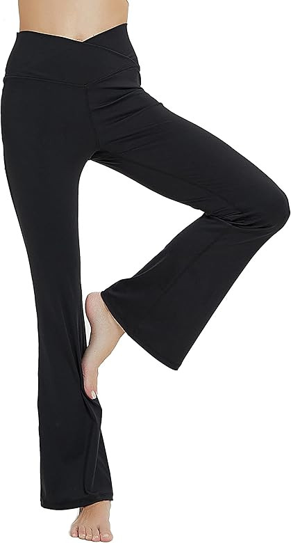 VOGUCCLO Women's Flare Leggings Bootcut Yoga Pants Crossover High Waisted Workout Leggings for Wo... | Amazon (US)