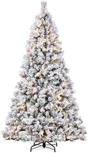 Amazon.com: ANOTHERME 7.5ft Pre-lit Christmas Tree Snow Flocked, Feel Real, 500 Warm Lights, Pine... | Amazon (US)