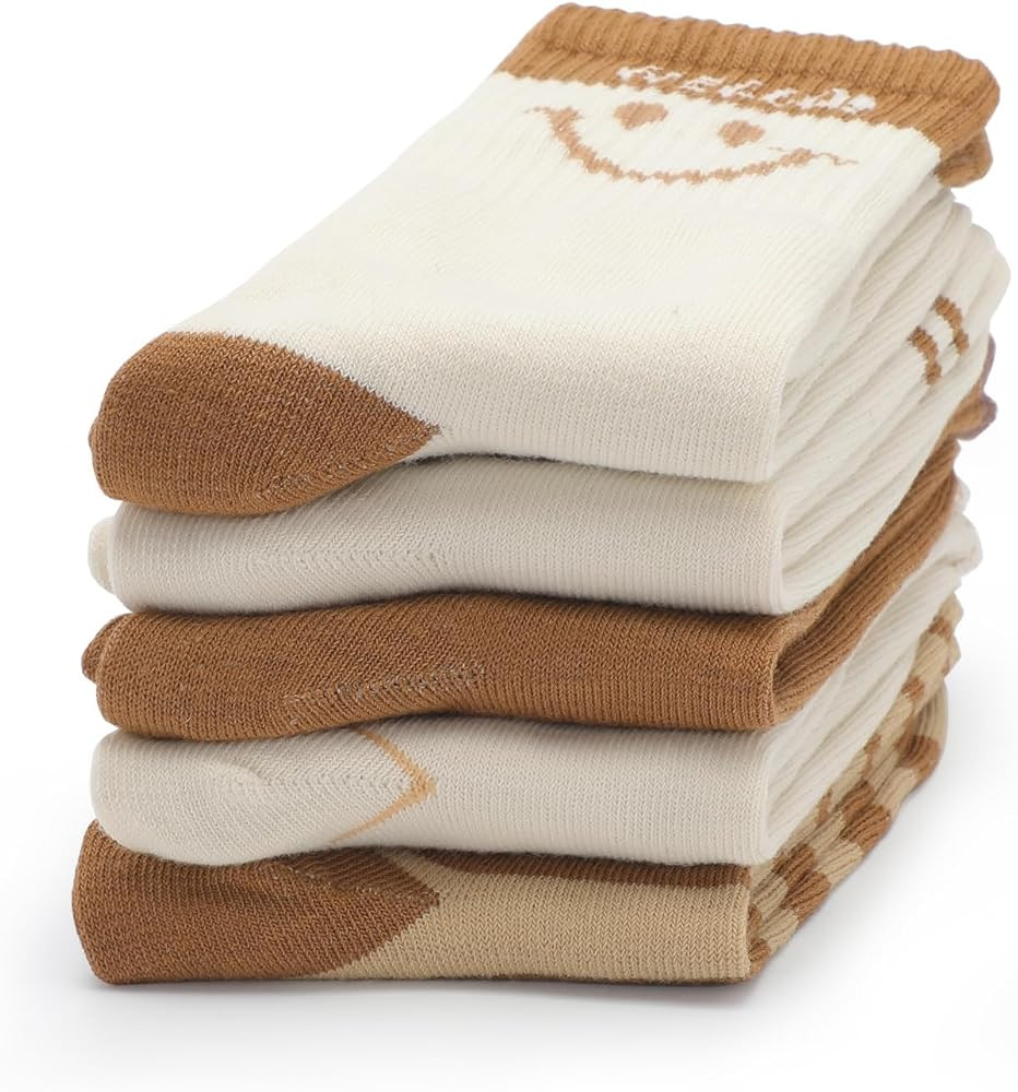 Amazon.com: 5 Pairs Cute Socks for Women Fun Smile Face Ankle Sock Knitted Novelty Comfy Cotton G... | Amazon (US)