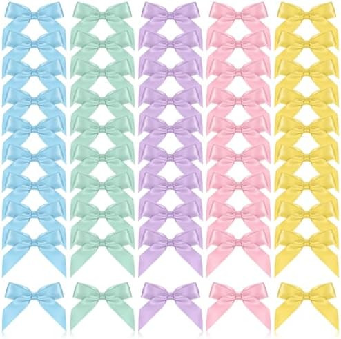 50PCS Self Adhesive Satin Bows for Gift Wrapping Pastel Small Bows for Crafts 2" Bow Decorations ... | Amazon (US)