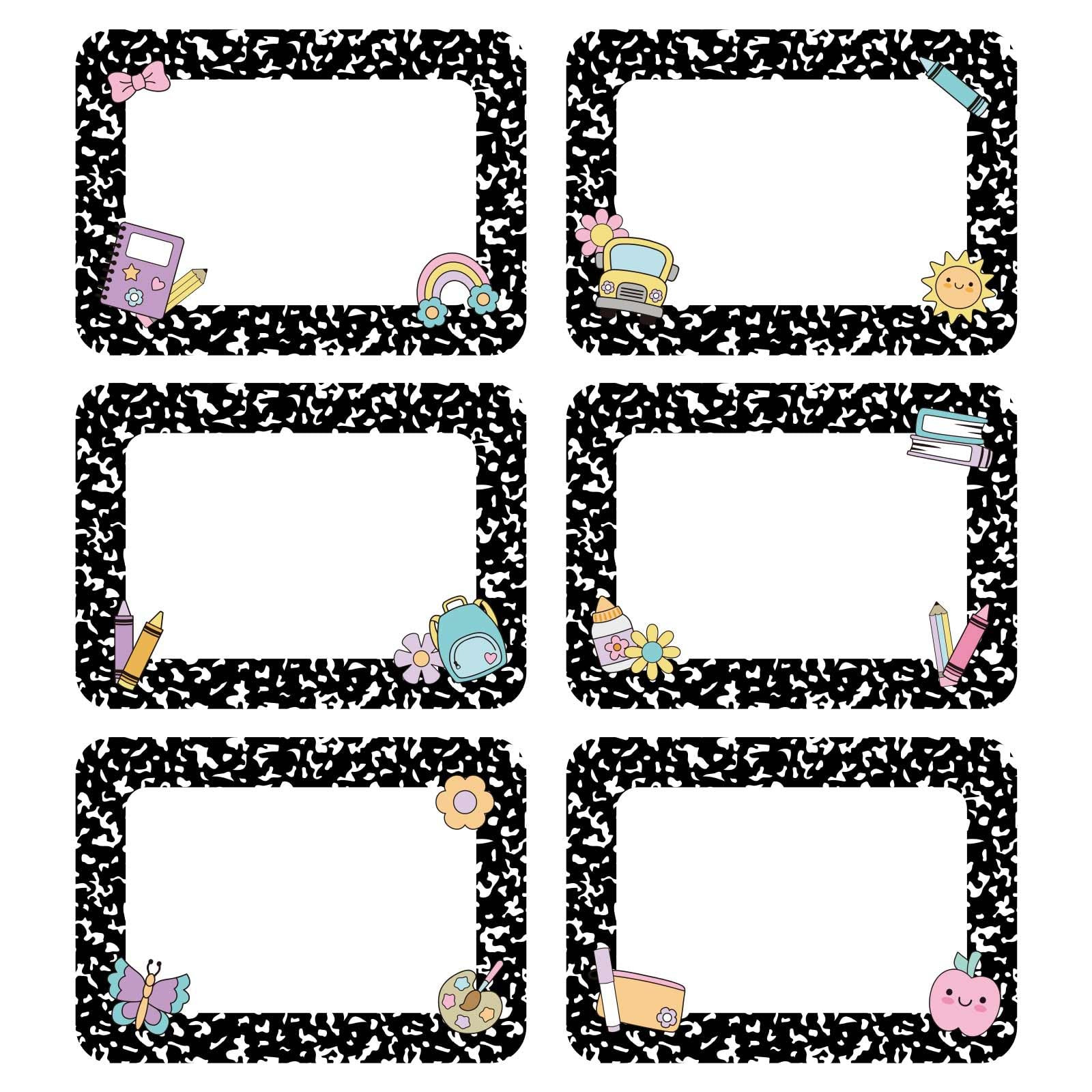 144 Pieces School Name Tag Stickers Labels Composition Classroom Decor for Students Black and Whi... | Amazon (US)