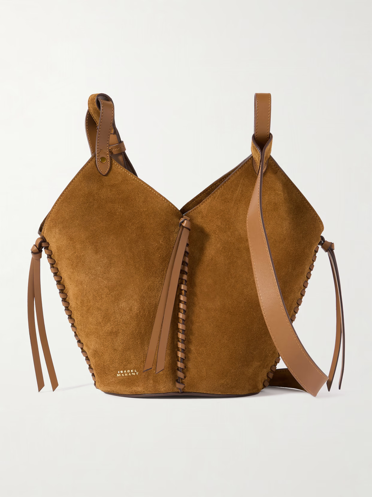 Isabel Marant - 25e Tampa Mini Leather-trimmed Suede Bucket Bag - Brown | NET-A-PORTER (US)