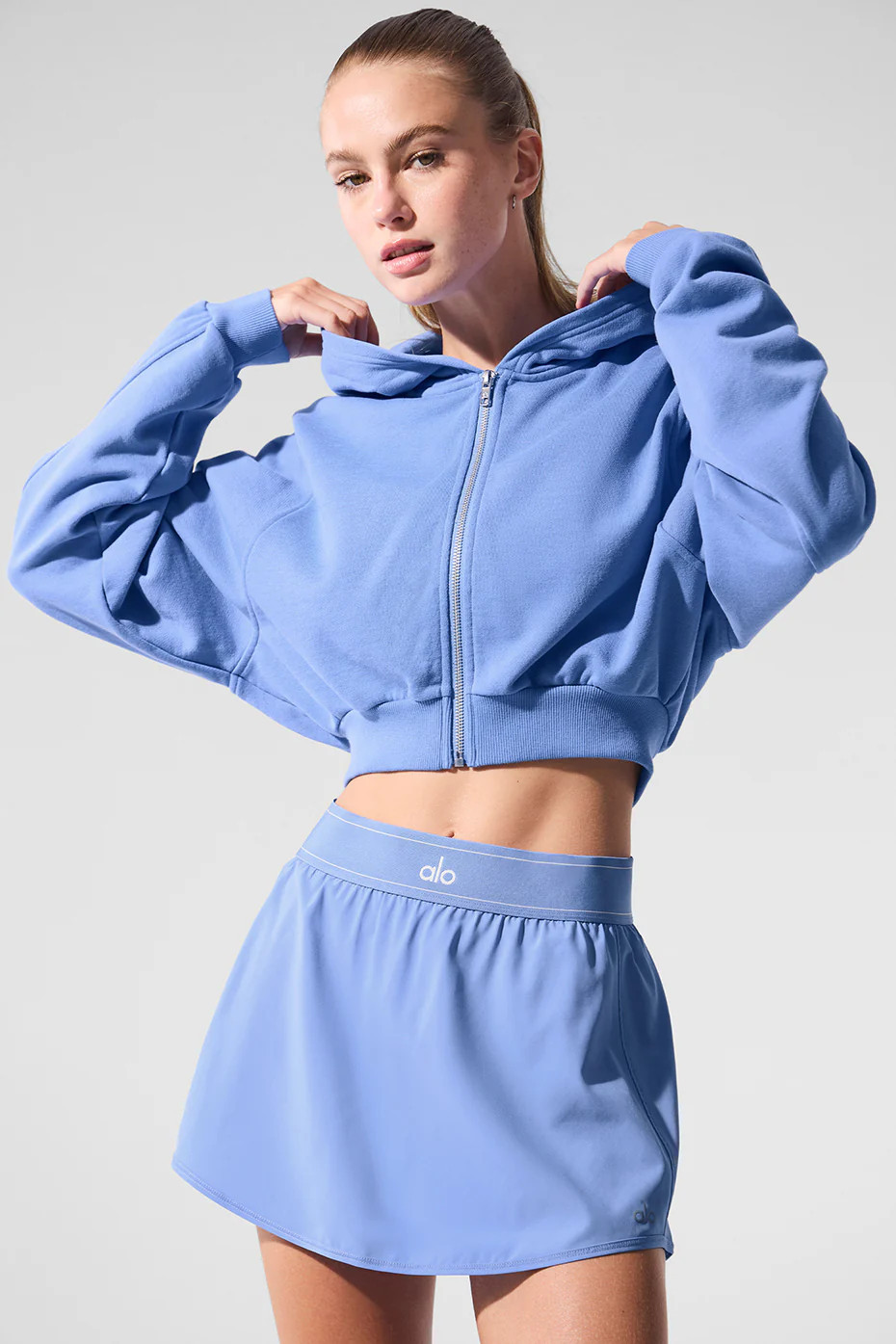 Alo Yoga� | Sweet Escape Zip Up Hoodie in Crystal Clear Blue, Size: 2XS | Alo Yoga (US)