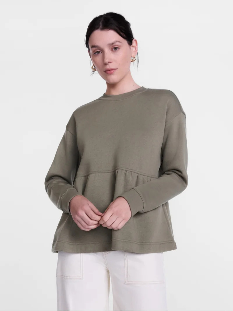 Scenario Women's Peplum Fleece Pullover with Long Sleeves, Size XS-XXXL | Walmart (US)