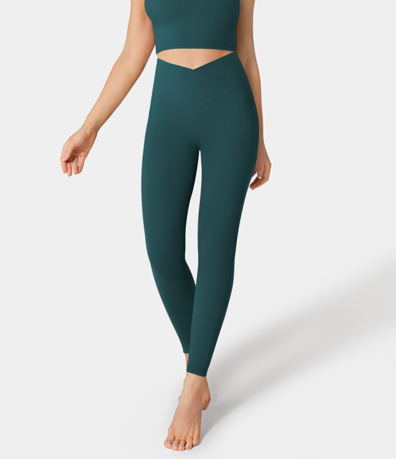 Women’s Softlyzero™ Crossover Pocket Plain Leggings-UPF50+ - Halara | HALARA