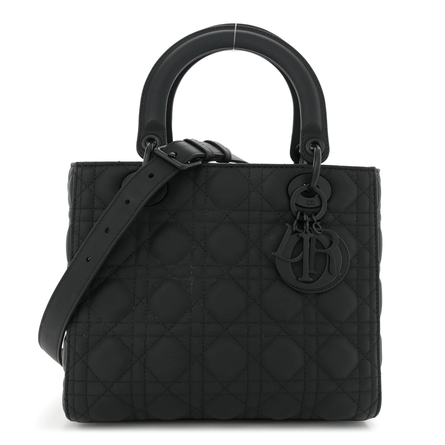 Ultra Matte Calfskin Cannage Medium Lady Dior Black | FASHIONPHILE (US)