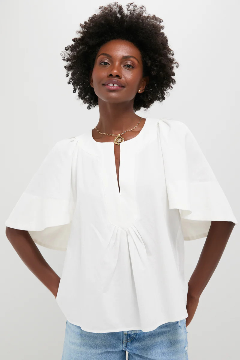 White Finley Flutter Sleeve Top | Tuckernuck (US)