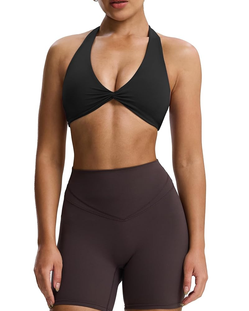 Aoxjox Women's Workout Halter Sport Bras Fitness Rosie Bra Yoga Crop Tank | Amazon (US)