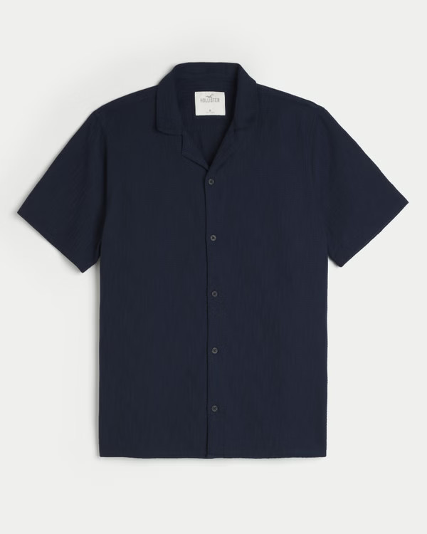 Men's Relaxed Textured Short-Sleeve Shirt | Men's Tops | HollisterCo.com | Hollister (US)