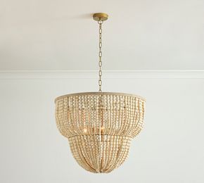 Bristol Wood Bead 2-Tier Chandelier | Pottery Barn (US)