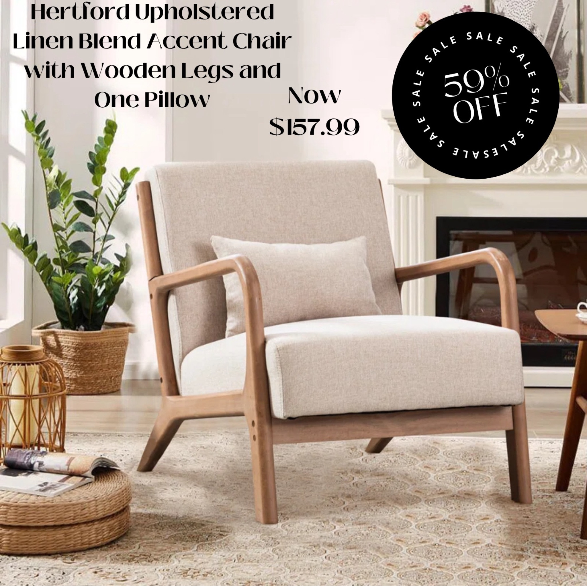 Deal of the day, accent chair, upholstered accent chair with wooden legs, organic modern accent chair, neutral accent chair 

#LTKHome #LTKFallSale