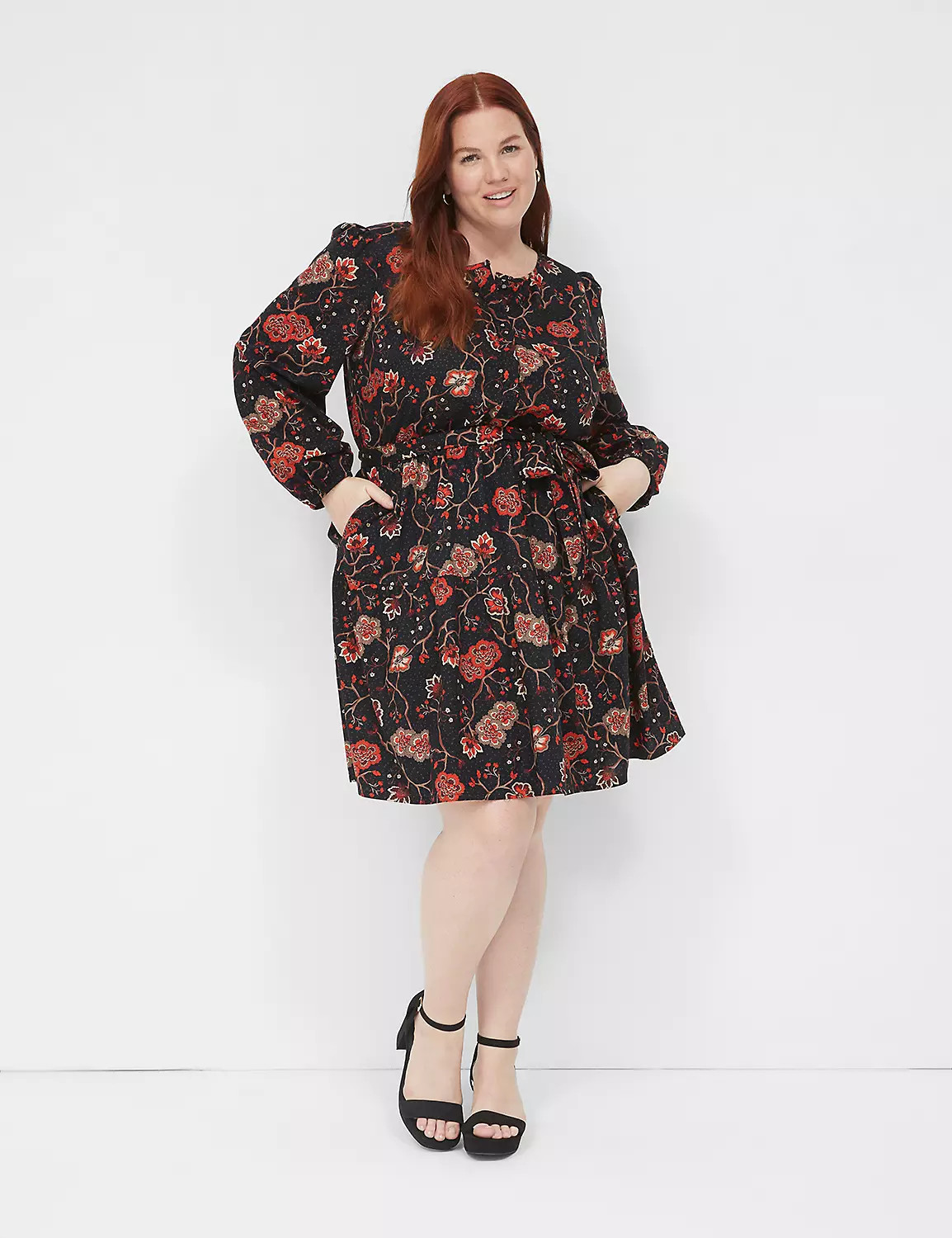 Button-Down Bodice Tiered Fit & Flare Dress | LaneBryant | Lane Bryant (US)