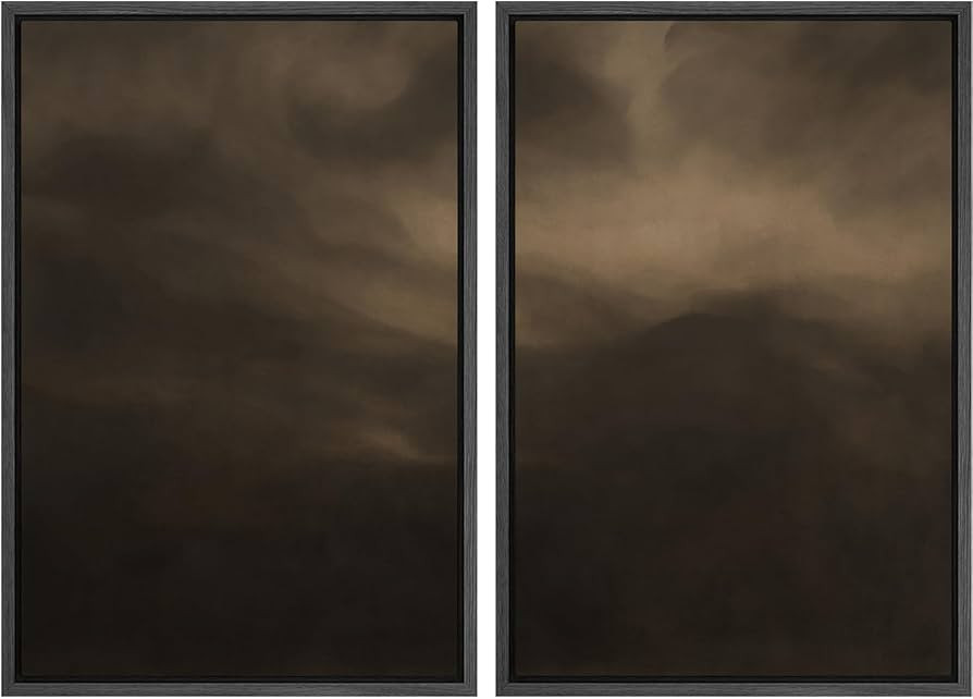 SIGNFORD Framed Canvas Print Wall Art Set Moody Misty Landscape Soft Brown and Gray Hues Illustra... | Amazon (US)