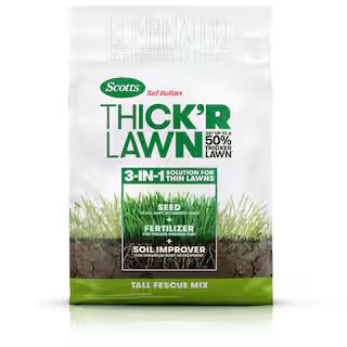 Turf Builder 40 lbs. 4,000 sq. ft. THICK'R LAWN Grass Seed, Fertilizer, and Soil Improver for Tal... | The Home Depot