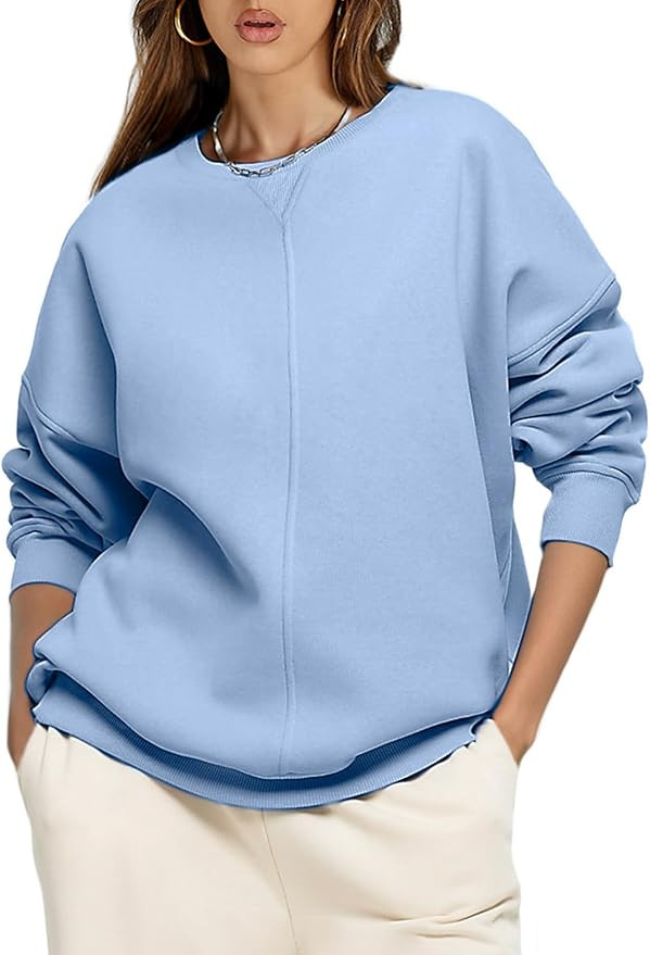 Glamaker Women's Crewneck Oversized Sweatshirt Fleece Long Sleeve Casual Comfy Hoodie Pullover To... | Amazon (US)