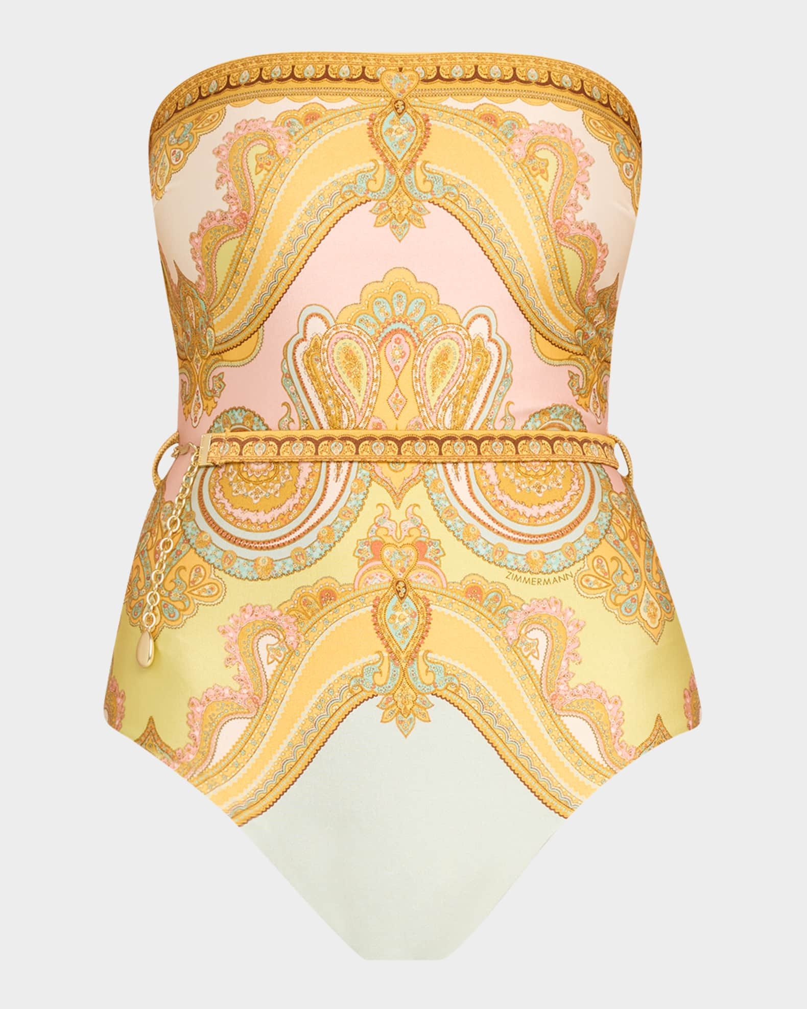 Maxine Chain Trim Bandeau One-Piece Swimsuit | Neiman Marcus