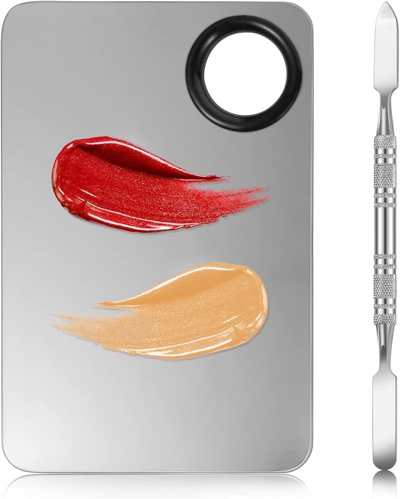 2 in 1 Set Makeup Mixing Palette, Stainless Steel Foundation Palette with Spatula for Mixing Foun... | Amazon (US)