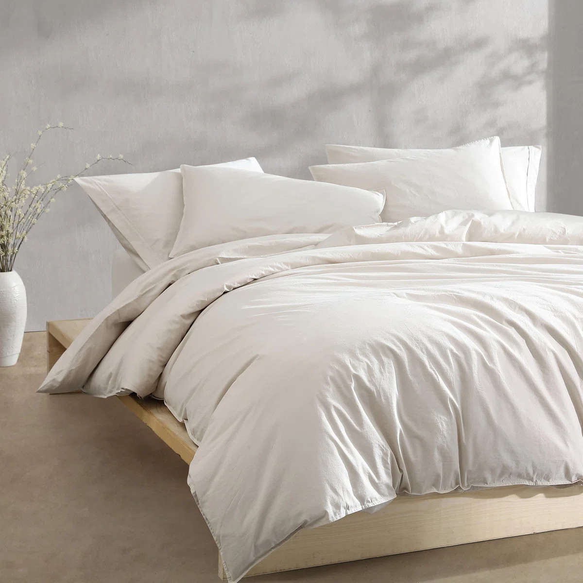 Calvin Klein Washed Percale Solid Cotton Duvet Cover Set & Reviews | Wayfair | Wayfair North America
