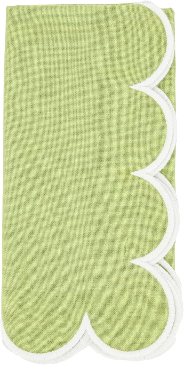 Saro Lifestyle Scalloped Hem Napkin (Set of 4), Kiwi, 20" | Amazon (US)