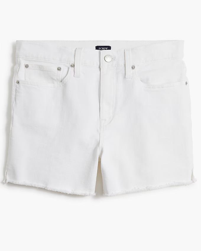 High-rise midlength white denim short | J.Crew Factory