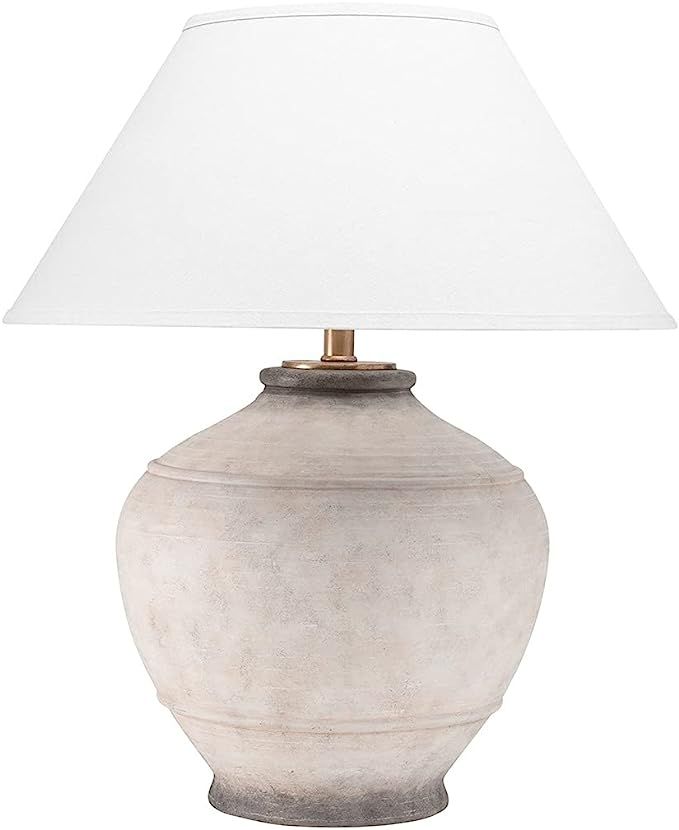 Hudson Valley Lighting Malta 1 Light Table Lamp - Ash Finish - White Belgian Linen Shade | Amazon (US)
