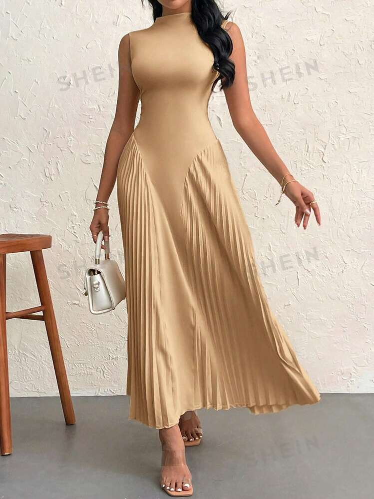 Firerie Women's Elegant Pleated Slim Fit A-Line Dress | SHEIN