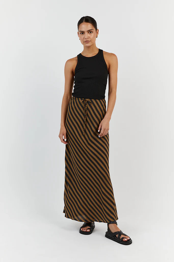 CLEMENCE MOSS STRIPE MIDI SKIRT | DISSH