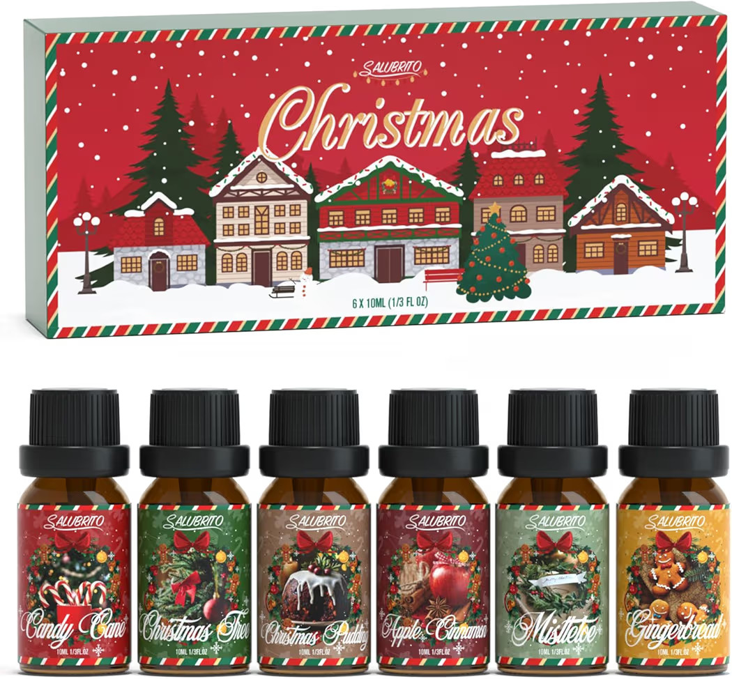 SALUBRITO Christmas Fragrance Oils Set, Winter Essential Oils for Diffuser, Candle Making, Scente... | Amazon (US)