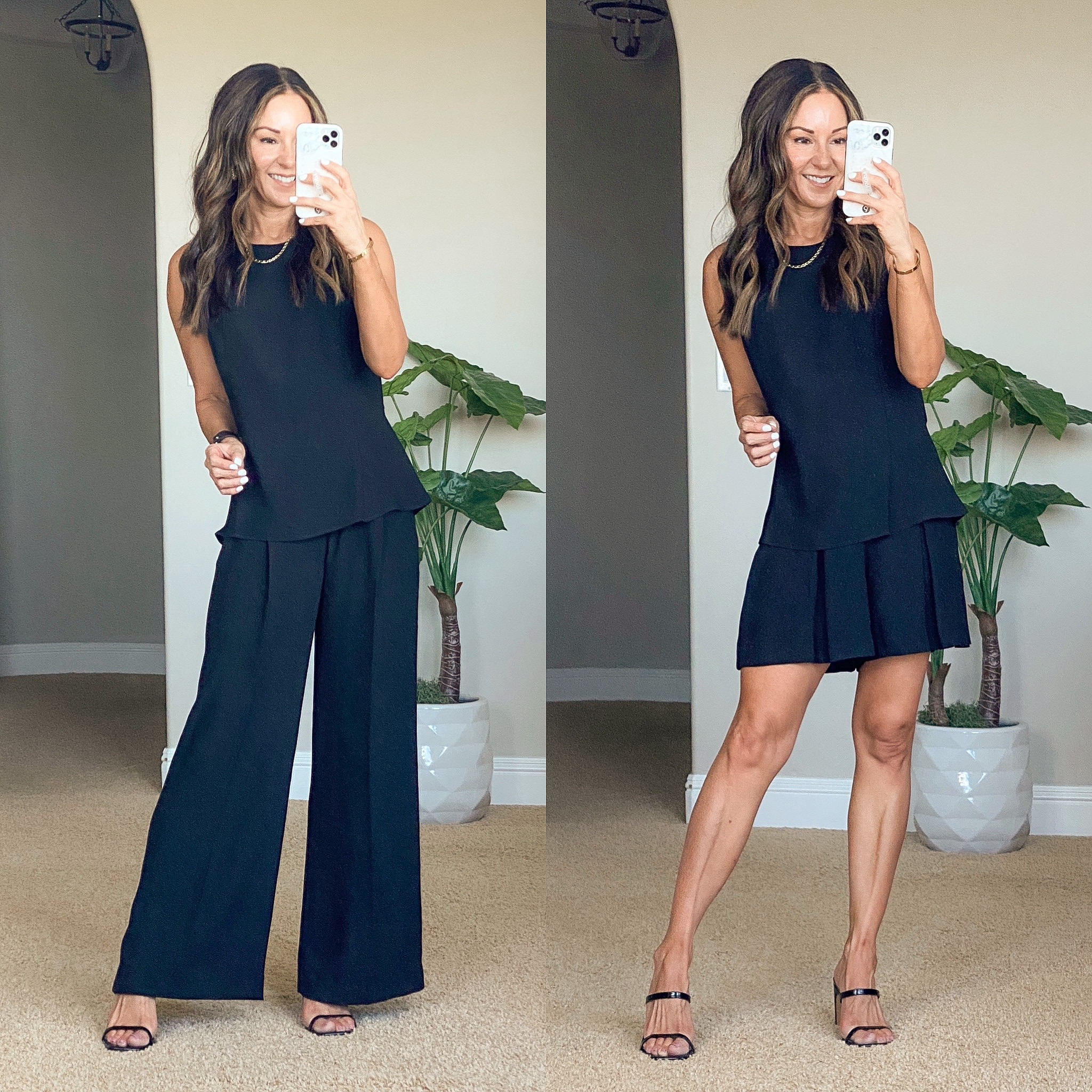 Save 10% code HOLLYFXSPANX Spanx Carefree Crepe Collection! workwear that’s lightweight, flattering & washable! 

Why you’ll love it:
* Easy care washable crepe fabric - no need to dry clean
* Crepe texture and feminine silhouette
* Satin interior = soft against skin and no-cling
* Packable and perfect for travel
I’m 5’1”, 109lbs
Peplum tank XS
Pleated Trouser - XS petite (also comes in reg & tall)
Pleated Shorts - XS
Blazer (in stories Tryon) XS
Heels TTS
Fit tips:
TTS in everything
Affordable gold accessories necklace & earrings 
Workwear | petite workwear | lightweight workwear

#LTKsalealert #LTKworkwear #LTKstyletip